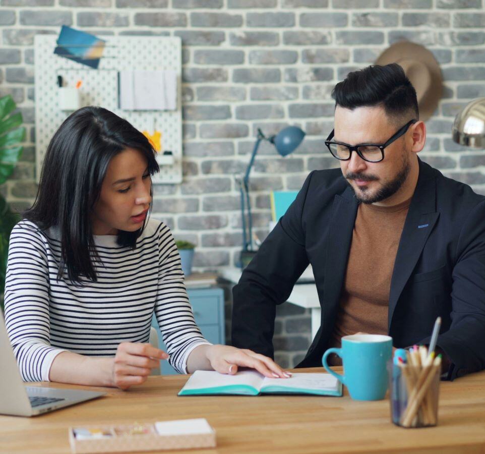 Two colleagues working together